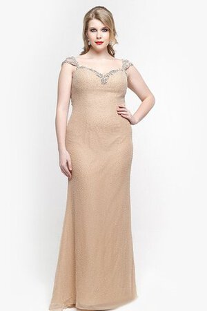 Robe de bal naturel en chiffon avec manche épeules enveloppants de col en cœur avec perle - Photo 1