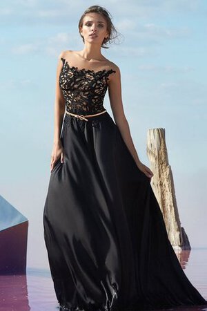 Natürliche Taile Bateau A-Linie Chiffon bodenlanges Ballkleid mit gekappten Ärmeln - Bild 1