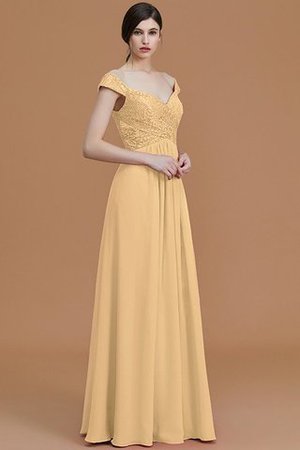 Robe demoiselle d'honneur naturel en chiffon de princesse de col en v a-ligne - Photo 18