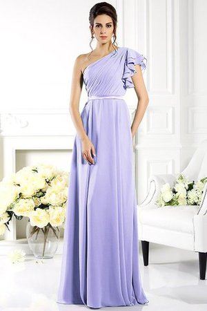 Robe demoiselle d'honneur longue a-ligne de lotus en chiffon avec sans manches - Photo 17