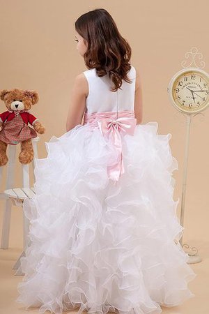 Robe de cortège enfant longue avec fleurs manche nulle a-ligne col u profond - Photo 2