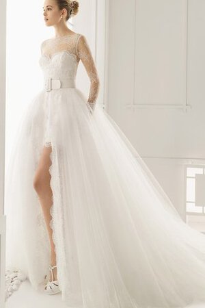 Abito da Sposa a Chiesa Pudica V-Scollo A-Line sensuale con Increspature - Foto 1