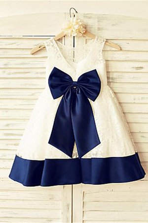 Robe de cortège enfant naturel manche nulle col u profond fermeutre eclair a-ligne - Photo 3