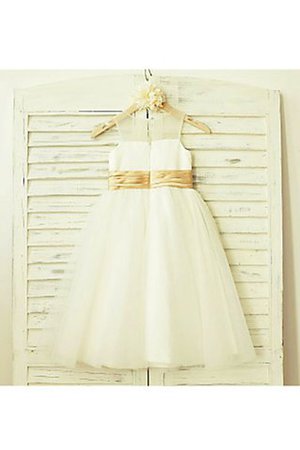 Abito da Cerimonia Bambini A-Line Sotto Ginocchio in Pizzo in Tulle con Fiore - Foto 3