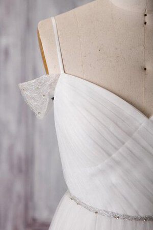 Abito da Sposa Conotta con Criss-cross con Perline Naturale in Tulle A Terra - Foto 5