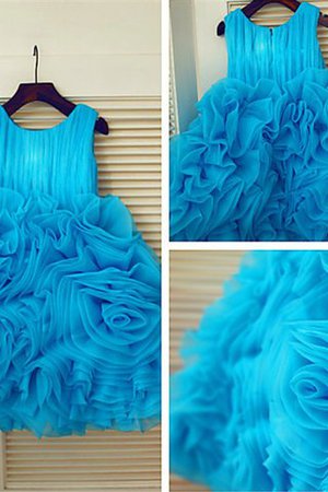 Abito da Cerimonia Bambini Tondo Ball Gown Sotto Ginocchio Senza Maniche in Organza - Foto 5