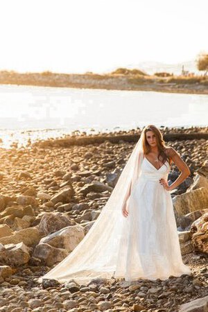 Abito da Sposa a riva Naturale V-Scollo in Taffeta Cerniera Senza Maniche - Foto 1