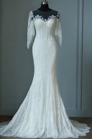 Robe de mariée romantique vintage longueur au ras du sol de traîne moyenne avec manche 1/2 - Photo 1