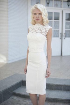 Abito da Sposa al ginocchio Naturale con Manica Corte Senza Maniche in Chiffon con Perline - Foto 1