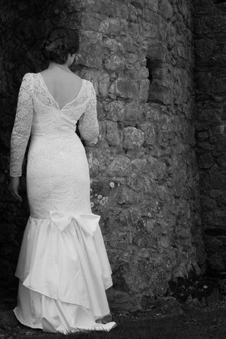 Robe de mariée modeste fermeutre eclair avec nœud de sirène longueur au ras du sol - Photo 2