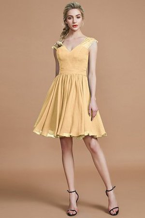 Abito da Damigella in Chiffon Mini A-Line Al Ginocchio Senza Maniche - Foto 17