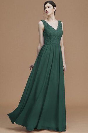 Robe demoiselle d'honneur en chiffon avec sans manches de lotus v encolure a-ligne - Photo 15