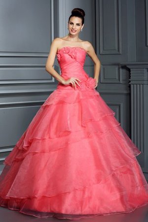 Robe de quinceanera formelle longue en organza avec lacets de bustier - Photo 1