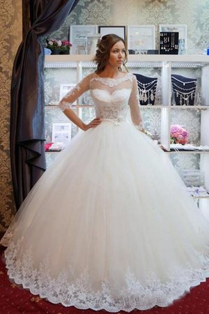 Abito da sposa moderno largo moda con applique con tre quarti lunghezza maniche a sala - Foto 2