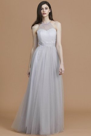 Nackenband Prinzessin Bodenlanges Brautjungfernkleid ohne Ärmeln mit Rüschen - Bild 4