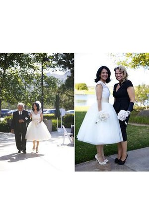 Romántico Vestido de Novia en Tul de Manga corta de Cremallera de Escote en V - Foto 1