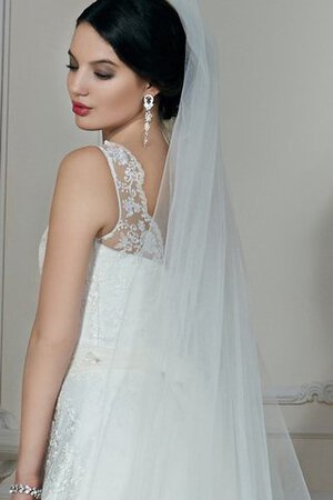 A-Line Spitze Ärmelloses Brautkleid mit Blume mit Bordüre - Bild 4