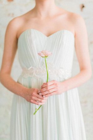 Robe de mariée naturel ligne a ruché jusqu'au sol de lotus - Photo 5