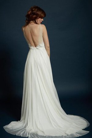 Gesticktes a linie elastischer Satin klassisches Tüll Brautkleid mit Sweep zug - Bild 3