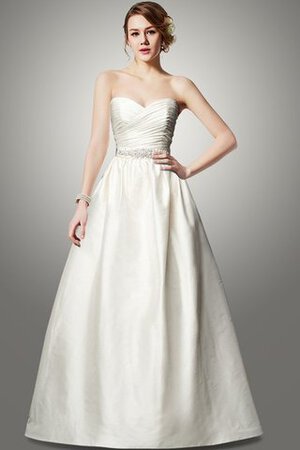 Abito da Sposa con Nastro con Perline con Fiocco Cerniera A-Line in Taffeta - Foto 1