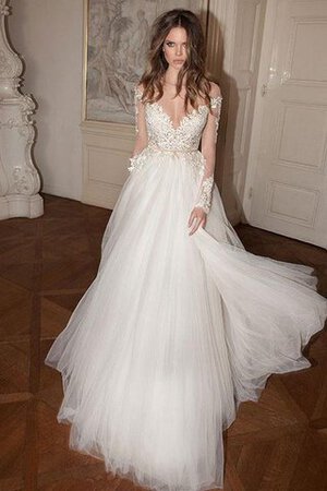 Robe de mariée sexy vintage décolleté dans le dos de col en v avec manche longue - Photo 2