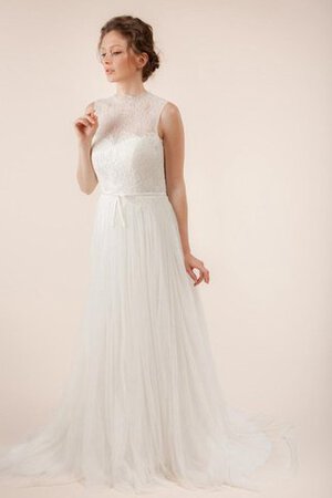 Robe de mariée simple avec gaze textile en tulle avec sans manches elevé - Photo 3