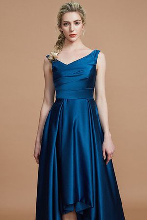 Ärmelloses Normale Taille Prinzessin Brautjungfernkleid aus Satin mit V-Ausschnitt - Bild 4