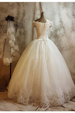 Abito da Sposa con Fiocco con Perline Cappellino in Pizzo Allacciato con Applique - Foto 2