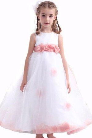 Robe de cortège enfant ligne a manche nulle avec fleurs - Photo 1