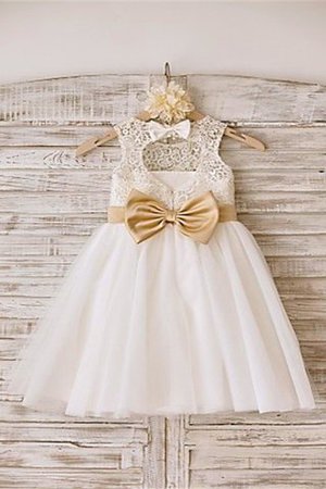 Robe de cortège enfant naturel ligne a en tulle avec zip orné de nœud à boucle - Photo 2