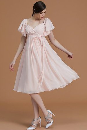 Gerüschtes Normale Taille Mini Brautjungfernkleid mit Herz-Ausschnitt mit Empire Taille - Bild 4