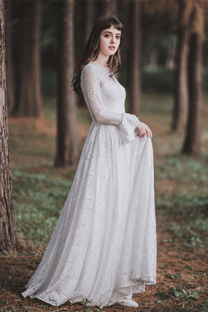 Robe de mariée fabuleux en dentelle avec manche longue avec zip formelle - Photo 3