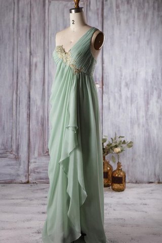 Robe demoiselle d'honneur appliques avec sans manches au drapée d'épaule asymétrique ligne a - Photo 2