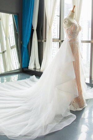 Robe de mariée fascinant jusqu'au sol a eglise avec décoration dentelle longue - Photo 4