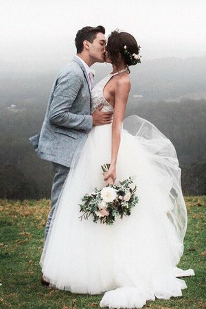 Abito da sposa schiena nuda senza maniche a sala in pizzo semplice favoloso - Foto 4