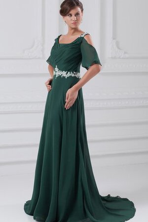 Robe de soirée fermeutre eclair a-ligne avec perle de traîne courte en chiffon - Photo 4