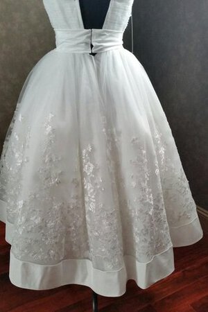 Robe de mariée vintage ruché avec zip decoration en fleur en organza - Photo 4