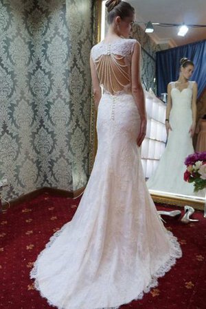 Elegante Vestido de Novia de Corte-A en Encaje de Sin mangas de Queen Anne - Foto 1