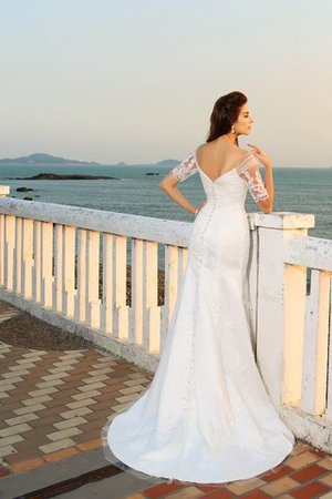 Kurze Ärmeln Beach Stil Klassisches Satin Brautkleid mit Herz-Ausschnitt - Bild 2