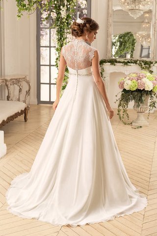 Robe de mariée long plissage avec décoration dentelle avec chiffon ligne a - Photo 2