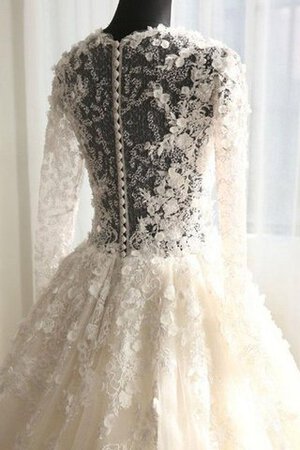 Abito da Sposa Cerniera Buco Della Serratura Schiena con Applique in pizzo conservatore A-Line - Foto 3