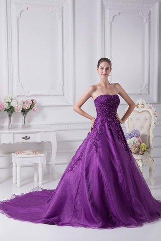 Robe de quinceanera cordon ruché avec perle a-ligne col en forme de cœur - Photo 2