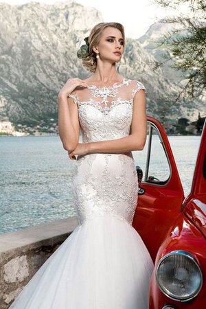 Abito da Sposa in Tulle con Manica Corte A Terra Cappellino conservatore Sirena - Foto 3