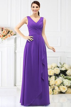 Robe demoiselle d'honneur longue de fourreau en chiffon avec perle v encolure - Photo 24