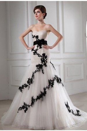 Abito da Sposa Cuore con Applique Senza Maniche con Perline Allacciato - Foto 1