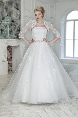 Abito da Sposa con Applique in Pizzo A-Line Lungo conservatore senza strap - Foto 1