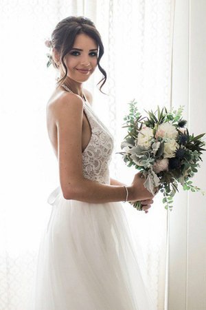 Robe de mariée fabuleux longueru au niveau de sol brodé a-ligne attirent - Photo 1