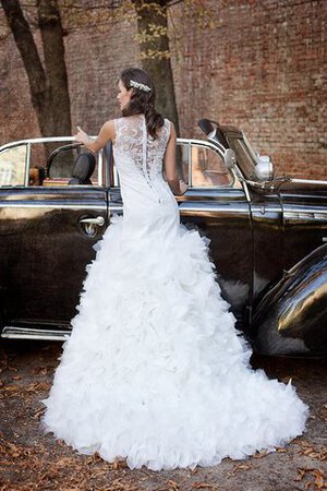 Abito da Sposa tradizionale Senza Maniche con Increspature in Tulle Naturale A Terra - Foto 2