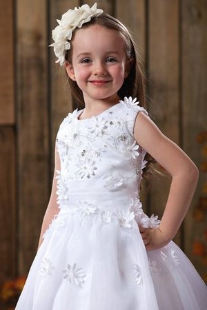 Robe de cortège enfant ligne a ruché avec fleurs fermeutre eclair manche nulle - Photo 3