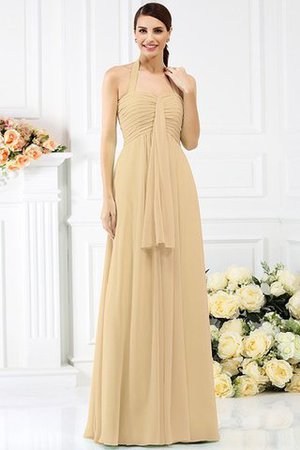 Robe demoiselle d'honneur plissage longue avec sans manches de dos nu en chiffon - Photo 12